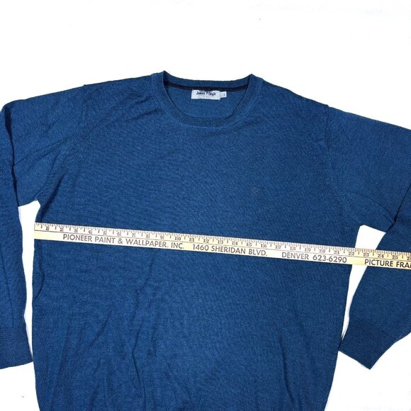James Pringle Premium Blue Merino Wool Blend Crewneck Pullover Sweater Mens L - Picture 7 of 9